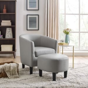 Gia Lounge Chair With Ottoman in Grey Color