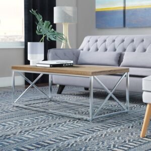 Frazer Center Table in Silver and Brown Colour
