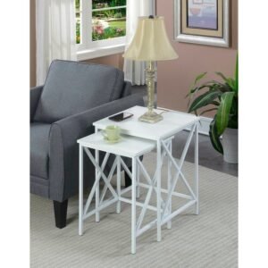 Aleda Nesting Side Table in White Colour (Set of 2)
