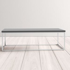 Marten Center Table in Silver Color with Wooden Top