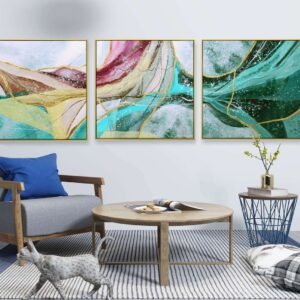 Hope - Set of 3 - The Green and Gold Leaf Treasure Trove MODERN ART