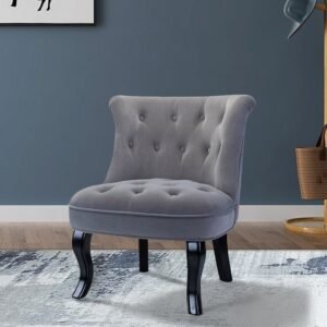 Bella Lounge Chair in Grey Color Fabric (Luxury Home Furniture)