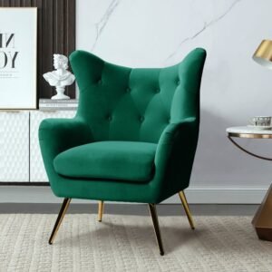 Grace Classic Lounge Wing Chair in Green Color, Sofa Chairs