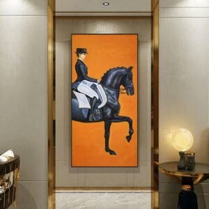 EQUESTRIAN DIVA OIL PAINTING MODERN ART | 35*70 inches