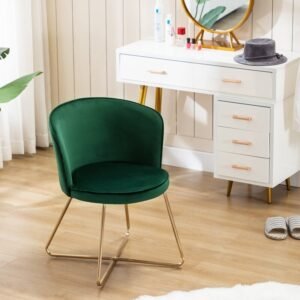 Isabella Lounge Chair in Dark Green Color Velvet