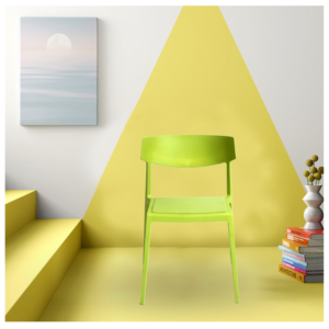Kaya Plastic Chair with Cushioned Sheet in Green Color