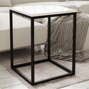 Lucy Side Table in Black Color with White Wooden Top