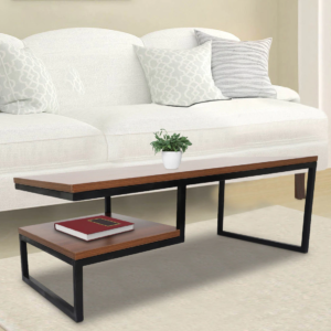 Marlet Center Table in Black Color with Brown Wooden Top