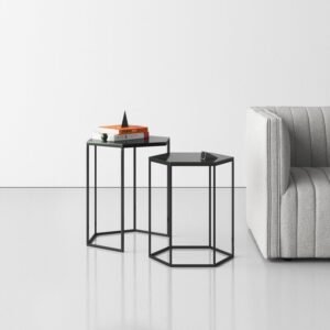 Mike Hexagon Nesting Side End Table in Black Color