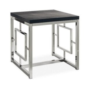 Mishel Square Side Table in SS with Black Wooden Top