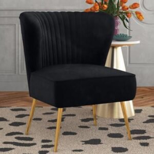 Layla Lounge Chair in Black Color Velvet, Sofa, Slipper Chair